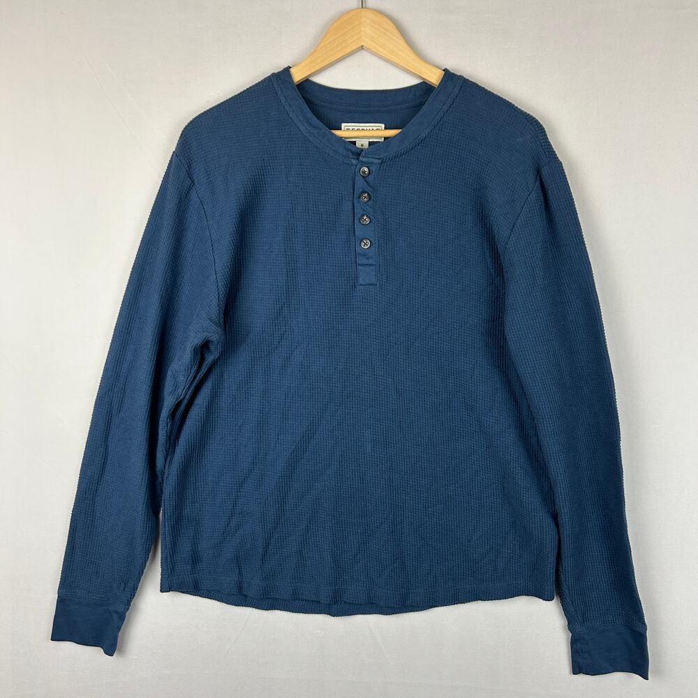 Tecovas Blue Henley Long Sleeve Shirt 100% Pima Cotton TECMFW22K20 Men's Size M